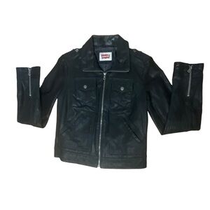 Levi Women’s Black Leather Jacket Size Small Excellent Condition
